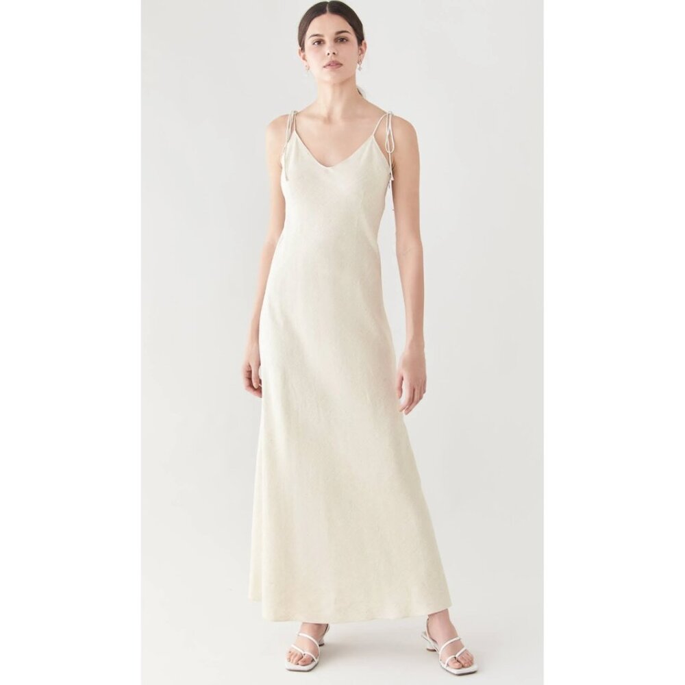 NWT DANNIJO Linen Tie Strap Dress Beige